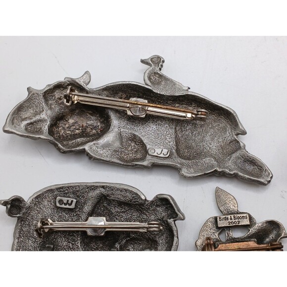 10 Pewter Brooches JJ Hippo, Pig + 4 BIRDS & BLOOMS Limited Edition Lapel Pins - Picture 10 of 14